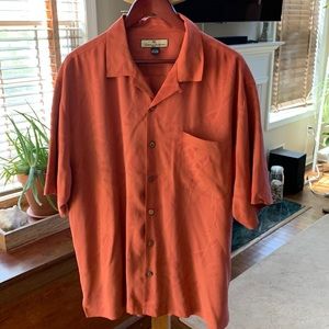 Tommy Bahama Silk Relax Fit, Short-sleeved Dusty Coral Buttondown Shirt | Sz L